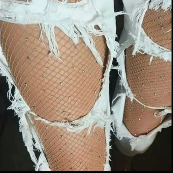 NEW Transparent Rhinestone Net Stocking - Picture 2 of 5